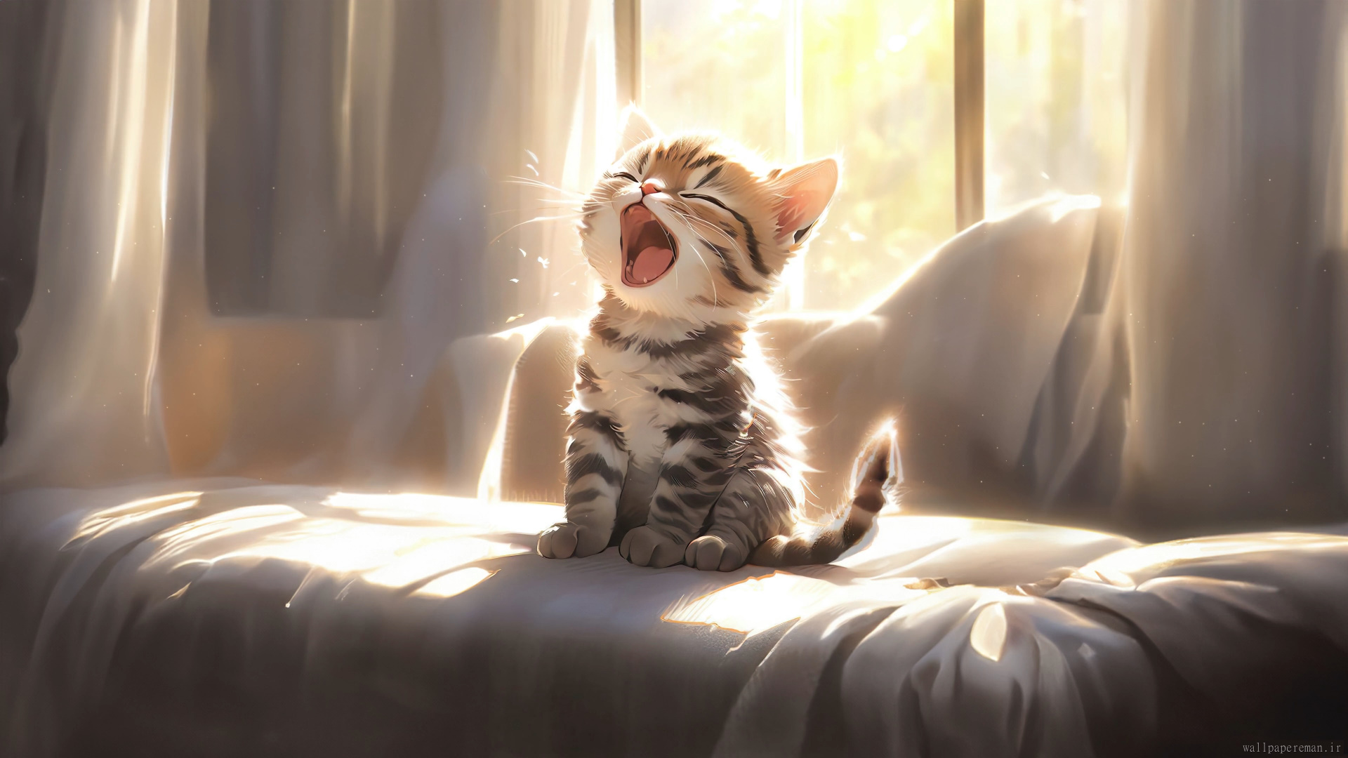 cute-cat-yawning-4k